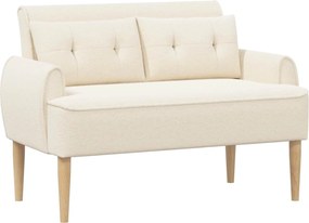 vidaXL Love seat με κουμπιά Κρεμ 117 x 67 x 77 εκ. Μπουκλέ