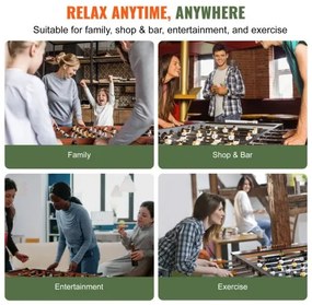 VEVOR Foosball Table, 55 inch Standard Size Foosball Table, Indoor Full Size Foosball Table for Home, Family, and Game Room, Soccer with Foosball Table Set, Includes 4 Balls and 2 Cup Holders