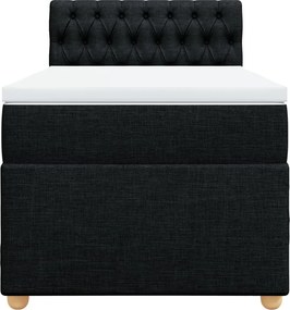 vidaXL Κρεβάτι Boxspring με Στρώμα Μαύρο 90x190 εκ.Υφασμάτινο
