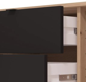 Έπιπλο τηλεόρασης Mayenne 208 4K2F3V Artisan Oak - Matt Black 208x40x55 εκ. 208x40x55 εκ.