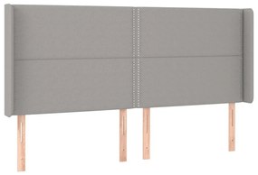 Κεφαλάρι με Πτερύγια Ανοιχτό Γκρι 163x16x118/128 εκ. Υφασμάτινο - Γκρι