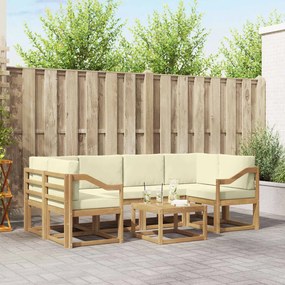 vidaXL Σειρά Καναπέ Εξωτερικού με μαξιλάρι 7 pcs Λευκό και Κρεμ