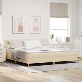 vidaXL LED Κρεβάτι με βάθρο με κεφαλάρι Κρεμ 200 x 200 cm ύφασμα