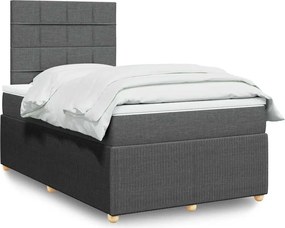 vidaXL Κρεβάτι Boxspring με Στρώμα Σκούρο Γκρι 120x200 εκ. Υφασμάτινο