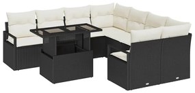 vidaXL Σετ Καναπέ Κήπου 9 pcs Μαύρο και κρεμ 100 x 55 x 73 εκ