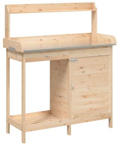 VidaXL Τραπέζι για Γλάστρες με Ντουλάπι 110,5x45x124,5 εκ. Μασίφ Ελάτη