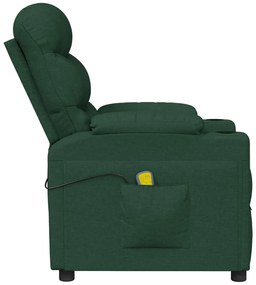 vidaXL Πολυθρόνα Μασάζ Σκούρο Πράσινο Υφασμάτινη