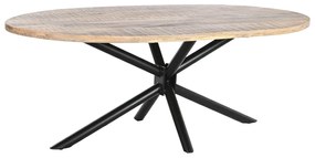 Τραπεζαρία DKD Home Decor Φυσικό Μαύρο Μέταλλο Ξύλο από Μάνγκο 200 x 100 x 76 cm