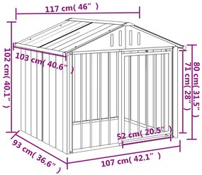 vidaXL Σπιτάκι Σκύλου με Οροφή Μαύρο 117x103x102 εκ. Γαλβαν. Χάλυβας