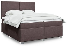 VidaXL Κρεβάτι Boxspring με Στρώμα Σκούρο Καφέ 200x200 εκ. Υφασμάτινο