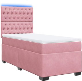 vidaXL Κρεβάτι Boxspring με Στρώμα Ροζ 100x200 εκ. Βελούδινο