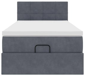 vidaXL Οθωμανικό κρεβάτι με στρώμα σκούρο γκρι 90x200cm Velvet