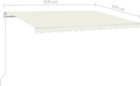 vidaXL Χειροκίνητη τέντα με ηλιακό LED 4,5 x 3,5 m Κρεμ