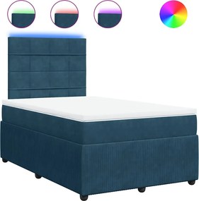 vidaXL Κρεβάτι Boxspring με Στρώμα Μπλε 120x190 εκ. Βελούδινο