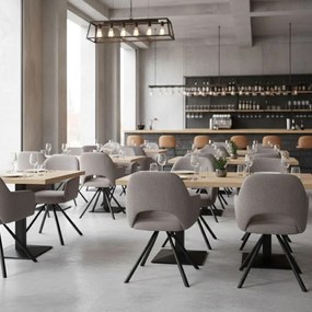 Πολυθρόνα τραπεζαρίας Gabriel Megapap ανοιχτό μπεζ ύφασμα - μεταλλικό μαύρο πόδι 58x60x85εκ.