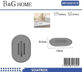 Σαπουνοθήκες μπάνιου πλαστικές - Σετ 9pcs - Grey - 21610