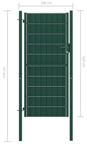 vidaXL Πόρτα Περίφραξης Πράσινη 100 x 124 εκ. από PVC / Ατσάλι