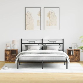 vidaXL Κομοδίνα  με LED φώτα 2 τεμ Καπνιστός δρυς 50x34,5x50 εκ