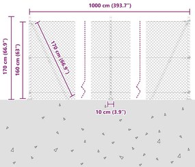 vidaXL Φράκτης από αλυσίδα με στύλους Ασημί 10 x 1.6 μ Ατσάλι