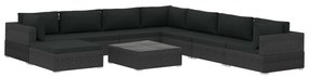 vidaXL Σαλόνι Κήπου 9 Τεμαχίων Μαύρο από Συνθετικό Ρατάν με Μαξιλάρια