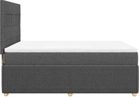 vidaXL Κρεβάτι Boxspring με Στρώμα Σκούρο Γκρι 160x200 εκ Υφασμάτινο
