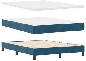vidaXL κρεβάτι με τελάρο και στρώμα  Σκούρο Μπλε 160x200 εκ. Βελούδο