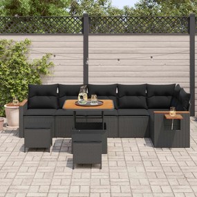 vidaXL Σετ Καναπέ Κήπου 9 pcs Μαύρο συνθετικό ρατάν