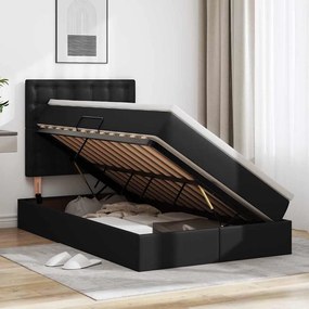 vidaXL Κρεβάτι Αποθήκης Μαύρο 120 x 190 cm Τεχνητό Δέρμα