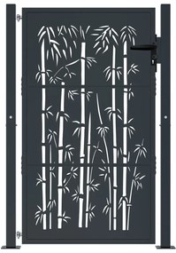 vidaXL Πόρτα Κήπου Ανθρακί 100x150 εκ. Σχέδιο Ατσάλινου Μπαμπού