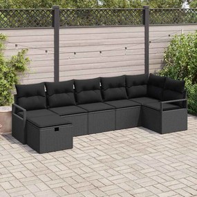 vidaXL Σετ Καναπέ με μαξιλάρι 7 pcs Μαύρο συνθετικό ρατάν