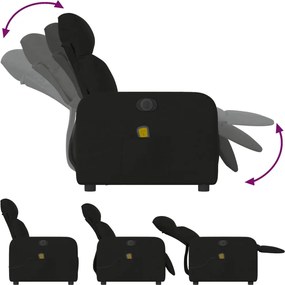 vidaXL Πολυθρόνα Μασάζ Ηλεκ. Ανακλινόμενη Μαύρη Υφασμάτινη