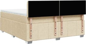 vidaXL Κρεβάτι Boxspring με Στρώμα Κρεμ 200x200 εκ. Υφασμάτινο