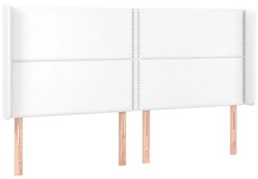 Κεφαλάρι με Πτερύγια Λευκό 163x16x118/128 εκ. Συνθετικό Δέρμα - Λευκό