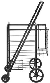 VEVOR Folding Shopping Cart, Jumbo Grocery Cart with Double Baskets, 360° Swivel Wheels, Heavy Duty Utility Cart, 110 LBS Large Capacity Utility Cart for Laundry, Shopping, Grocery, Luggage