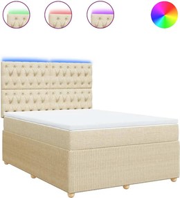 vidaXL Κρεβάτι Boxspring με Στρώμα Κρεμ 140x190 εκ. Υφασμάτινο