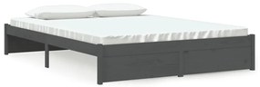 Πλαίσιο Κρεβατιού Γκρι 150 x 200 εκ. Μασίφ Ξύλο King Size - Γκρι