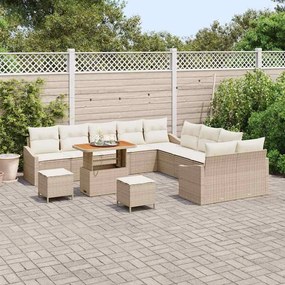 vidaXL Σετ Καναπέ Κήπου με μαξιλάρι 13 pcs Μπεζ Πολυ ράταν