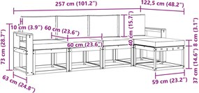 vidaXL Σειρά Καναπέ Εξωτερικού με μαξιλάρι 5 pcs Λευκό και Κρεμ