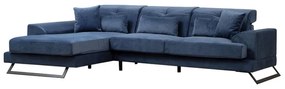 Γωνιακός καναπές PWF-0575 pakoworld δεξιά γωνία ύφασμα μπλε 308/190x92εκ - Ύφασμα - 071-001413