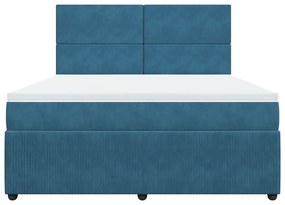 Κρεβάτι Boxspring με Στρώμα Σκούρο Μπλε 180x200 εκ. Βελούδινο - Μπλε