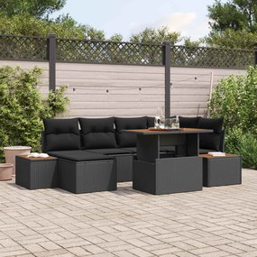 vidaXL Σετ Καναπέ Κήπου με αποθήκευση 7 pcs Μαύρο Πολυ ράταν