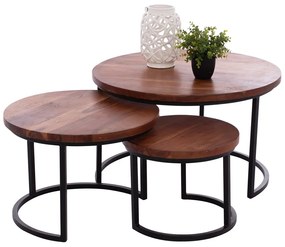 Ζιγκόν Obi (Σετ 3Τμχ) HM9255 78x78x47cm Walnut-Black