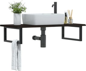 vidaXL Ράφι Νιπτήρα Τοίχου από Ατσάλι / Μασίφ Ξύλο Δρυός