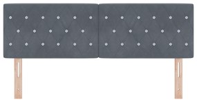 vidaXL LED Επικεφαλίδα Γκρυστάλλινες Κουμπωτές Γκρίζα 72 εκ. Βελούδο