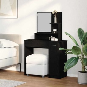 vidaXL Μαύρο Τραπεζάκι με Καθρέφτη - 86,5 x 35 x 136 εκ