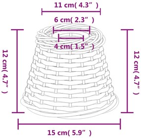 vidaXL Καπέλο Φωτιστικού Οροφής Λευκό Ø15x12 εκ. από Wicker