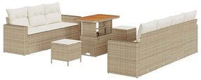 vidaXL Σετ Καναπέ Κήπου 10 pcs Μπεζ συνθετικό ρατάν