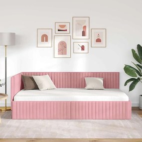 vidaXL Κρεβάτι Γωνίας Ροζ 100 x 200 cm Βελούδο