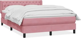 vidaXL Κρεβάτι Boxspring με Στρώμα Ροζ 140x210 εκ. Βελούδινο