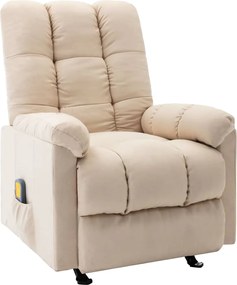 vidaXL Πολυθρόνα Μασάζ Ανακλινόμενη Κρεμ Υφασμάτινη